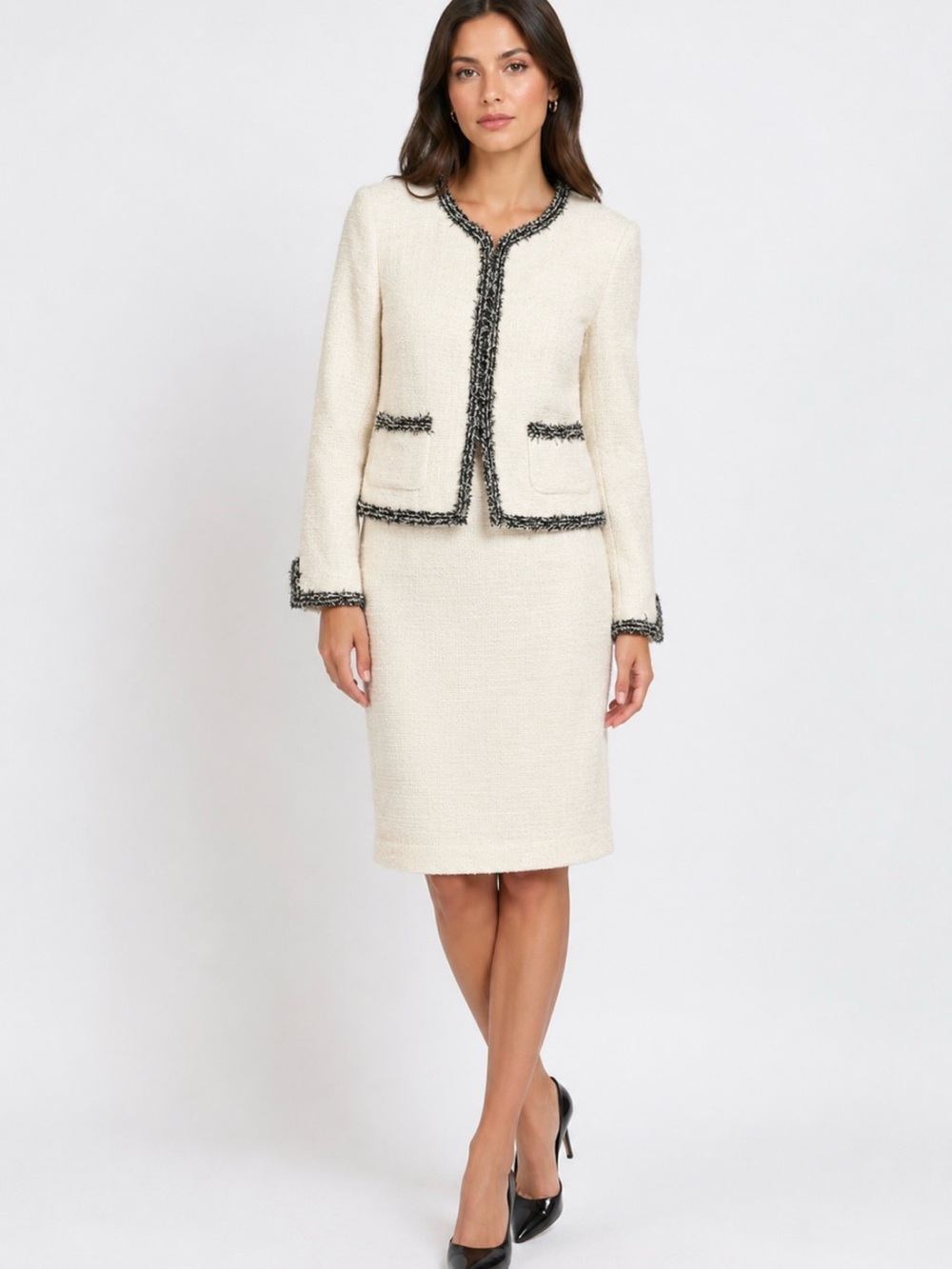 Talbots Women’s Provence Tweed 2-Piece Skirt Suit Luxury Chanelish Career Size 4